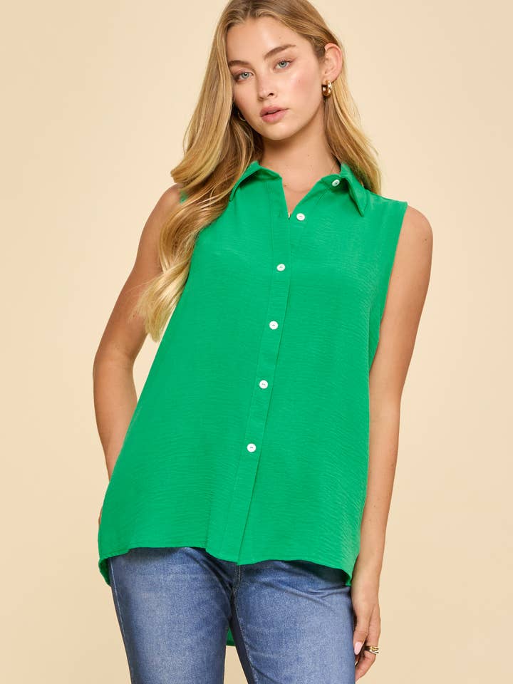 Button Down Woven Blouse for wholesale by Dear Scarlett