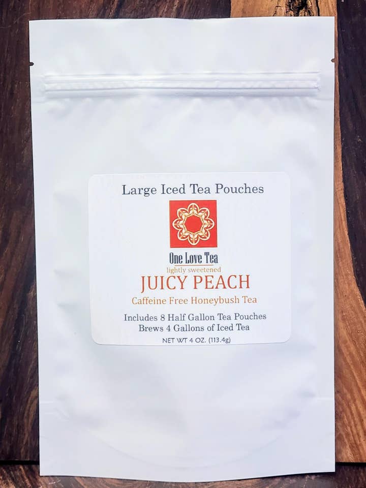 Juicy Peach Caffeine Free Iced Tea Pouch for wholesale by One Love Tea