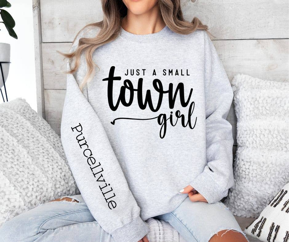 Moxie Brands – wholesale Sweatshirt med tryck - Dam – Just a Small Town Girl tröja med anpassningsbar ärm4