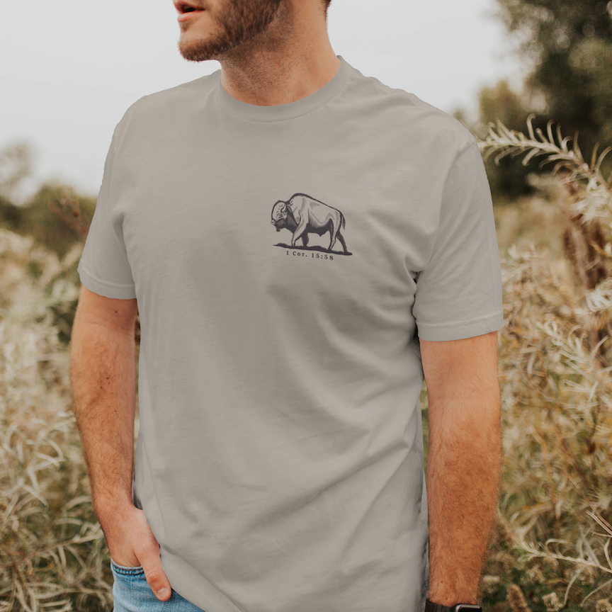 Never Lose Hope Designs - Wholesale Screen Printed T-Shirt - Men's - Be Strong and Steadfast Buffalo Short Sleeve T-Shirt2