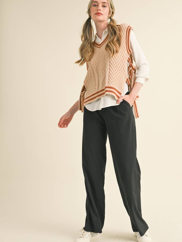 &MERCI - Wholesale Sweater Vest - Women's - V NECK SIDE TYING SWEATER VEST MSW1063641