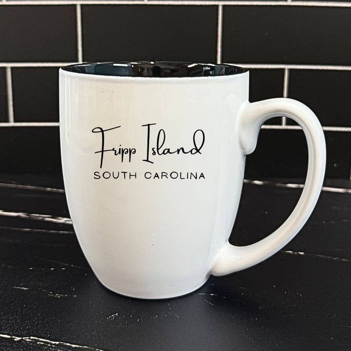 Custom City State Name Laser Engraved 16oz Ceramic Mug for wholesale by Mermaid of Hilton Head