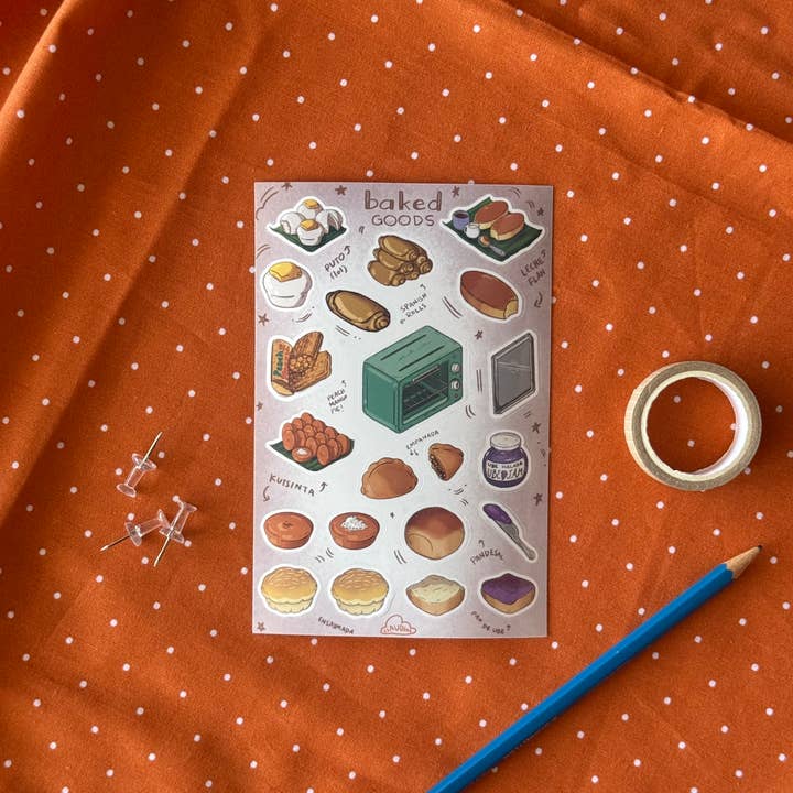 Claudine Castro Art - Wholesale Sticker - Filipino Baked Goods Sticker Sheet, Filipino food stickers1