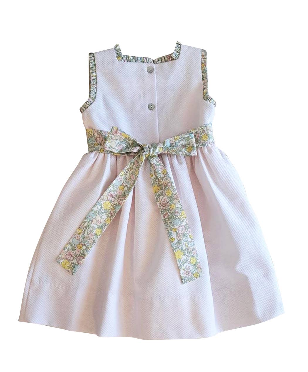 Marco and Lizzy – wholesale Dress – Kids – Girl's "Spring Again" Floral Pink Pique Dress3