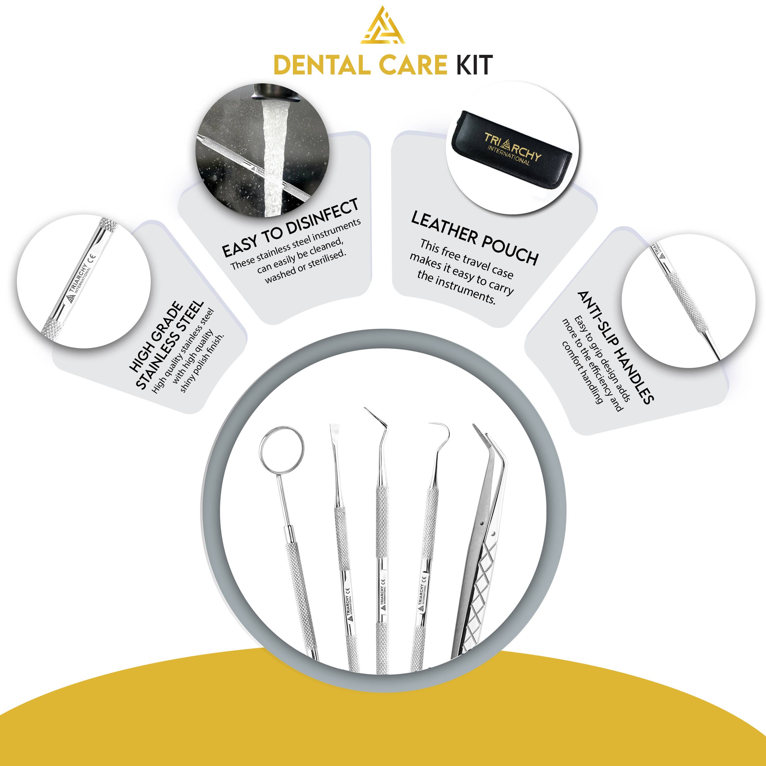 Triarchy International - Wholesale Oral Care Set - 5PC - Premium Dental Care Kit for Plaque and Tartar Removal1