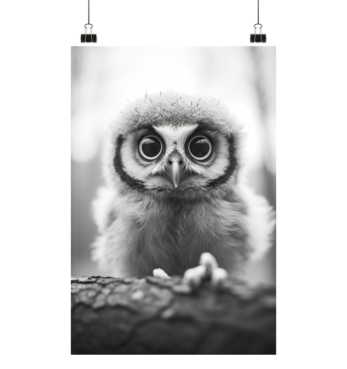 Paperwhite Lille Ugle - Sort Hvid Foto - Vintage Plakat for engroshandel på Faire0
