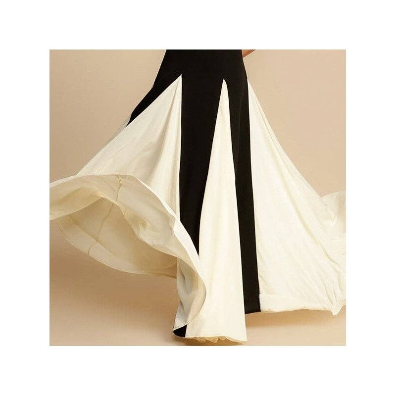 PRETO Vestido longo maxi com alças finas em bloco de cores para venda a revendedores na Faire6