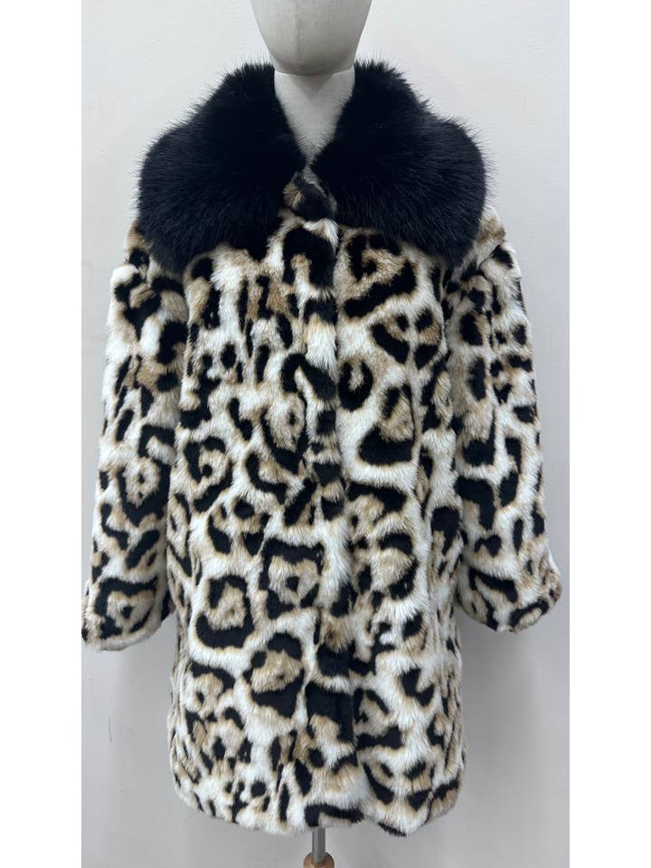 Beige SPOTTED FAUX FUR JACKET for wholesale on Faire1