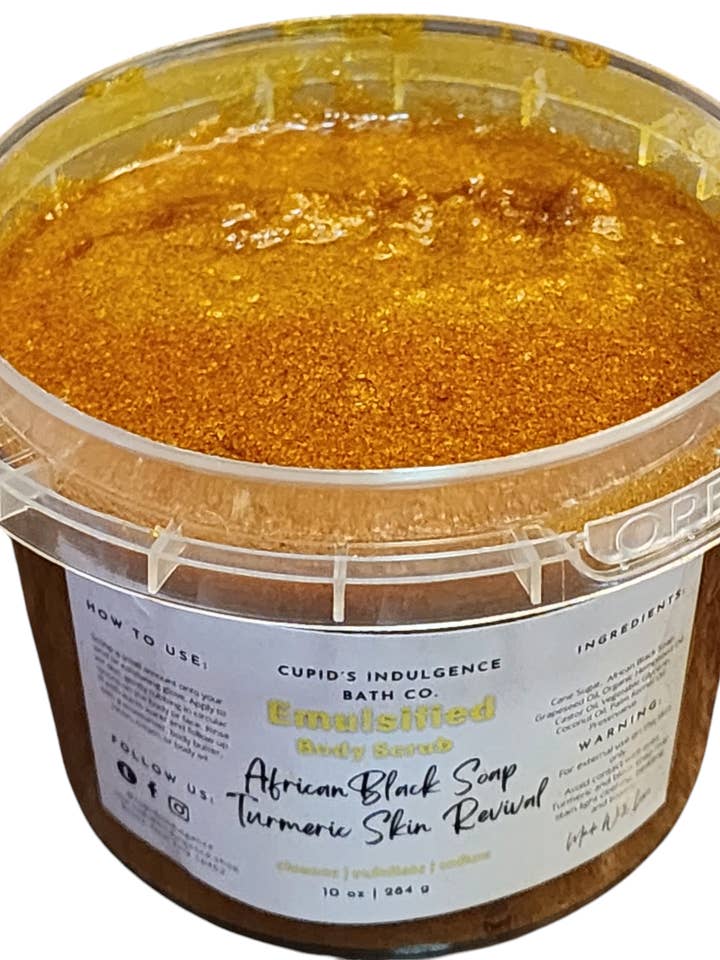 Afrikanische Schwarze Seife und Kurkuma-Honig-Peeling. Großhandel-Peeling für den Großhandel von Cupid's Indulgence Bath Company