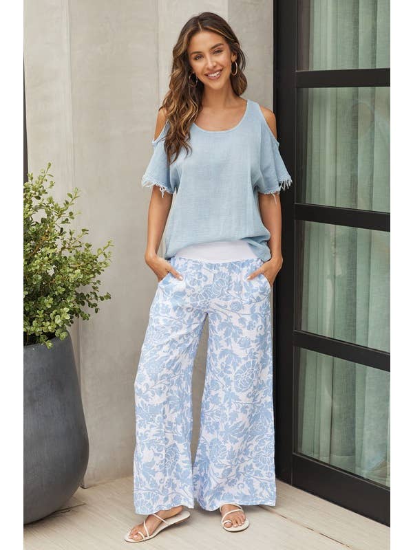 VENTI6 – Blusa - Mulher por atacado – TOP DE GAZE DE ALGODÃO E LINHO COM BAINHA FRANJADA (701400)14