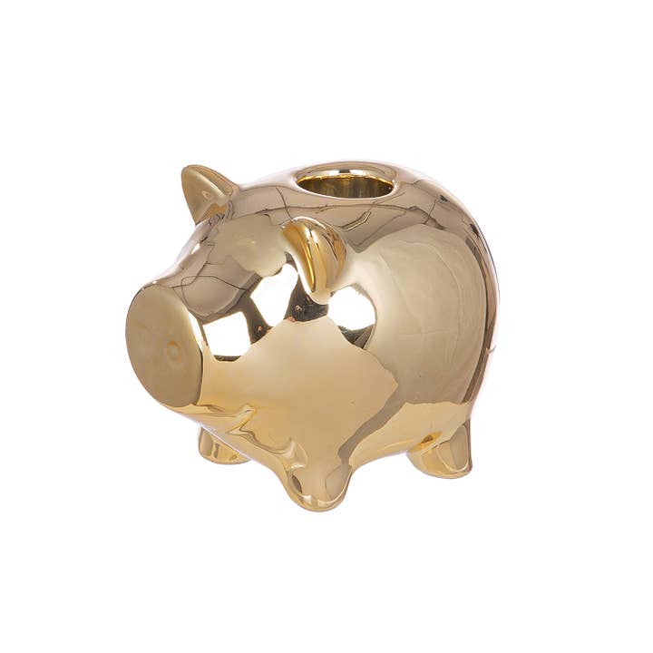 gold silver Pig Pig candle holder, 2-way assorted, h.7.5 cm for wholesale on Faire2