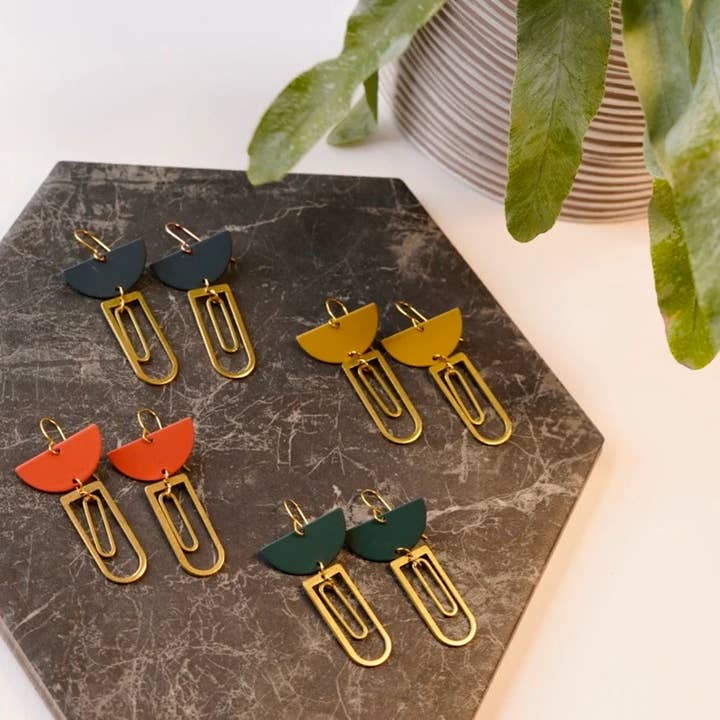 Copper Bee - Wholesale Dangle Earrings - Colour and Brass Geometric Earrings