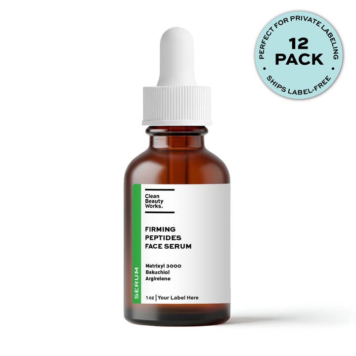 Firming Peptides Face Serum, Argireline, Matrixyl 3000 & Bakuchiol for wholesale by Clean Beauty Works.