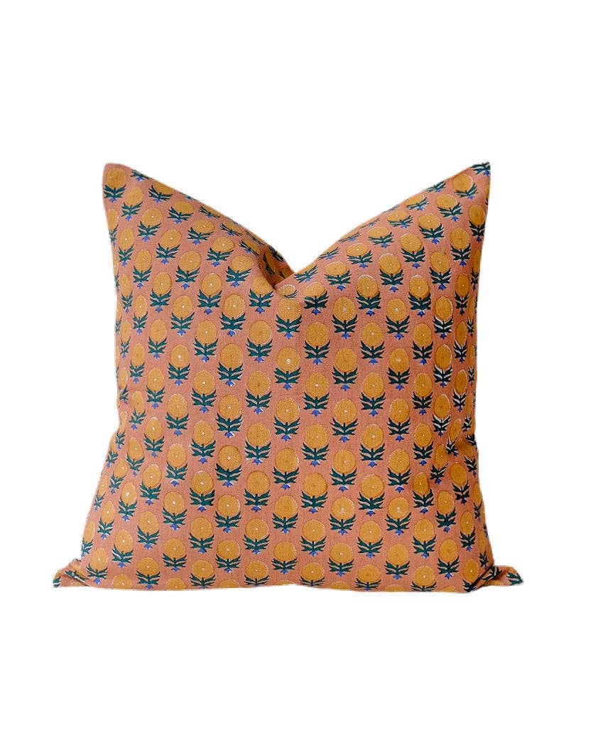 Soil to Studio - Wholesale Throw Pillow Cover - Pakhi - Hand Block-printed Linen Pillowcase0
