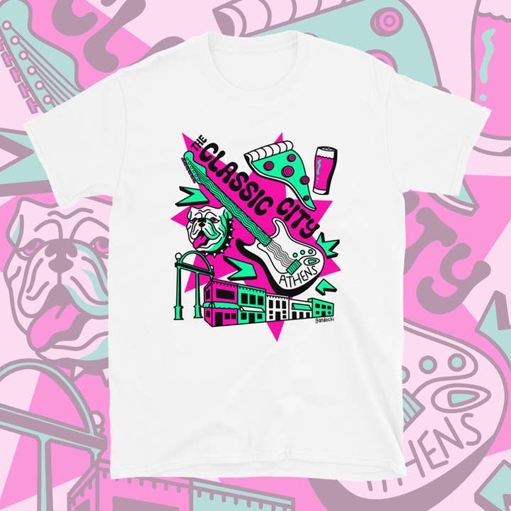 Athen, Georgia Classic City Grafisk T-shirt for engroshandel hos Brianna Gardocki Art
