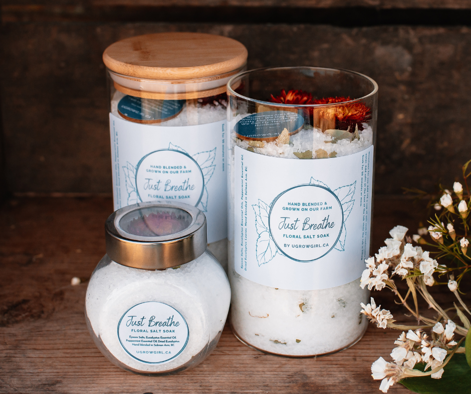U Grow Girl - Wholesale Bath Salts - Just Breathe' Eucalyptus & Peppermint Salt Soak1
