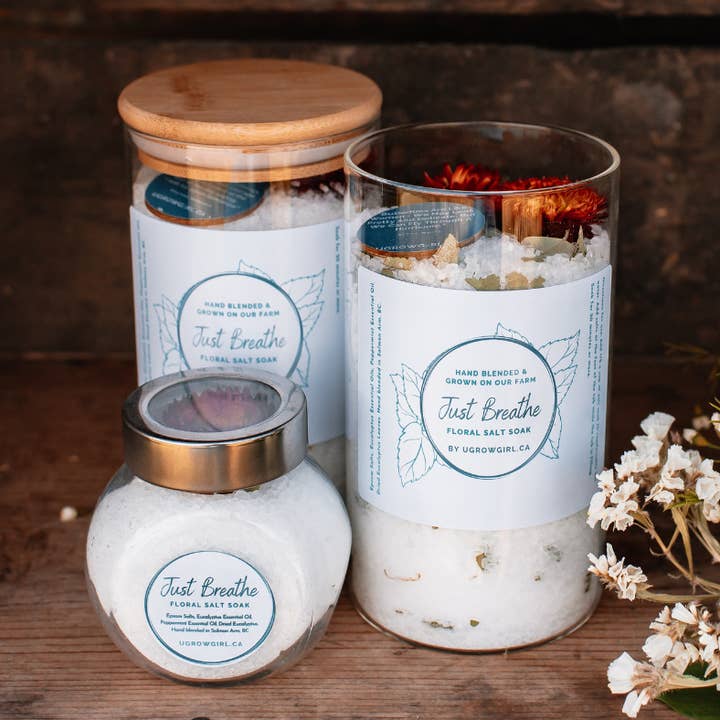 U Grow Girl - Wholesale Bath Salts - Just Breathe' Eucalyptus & Peppermint Salt Soak1