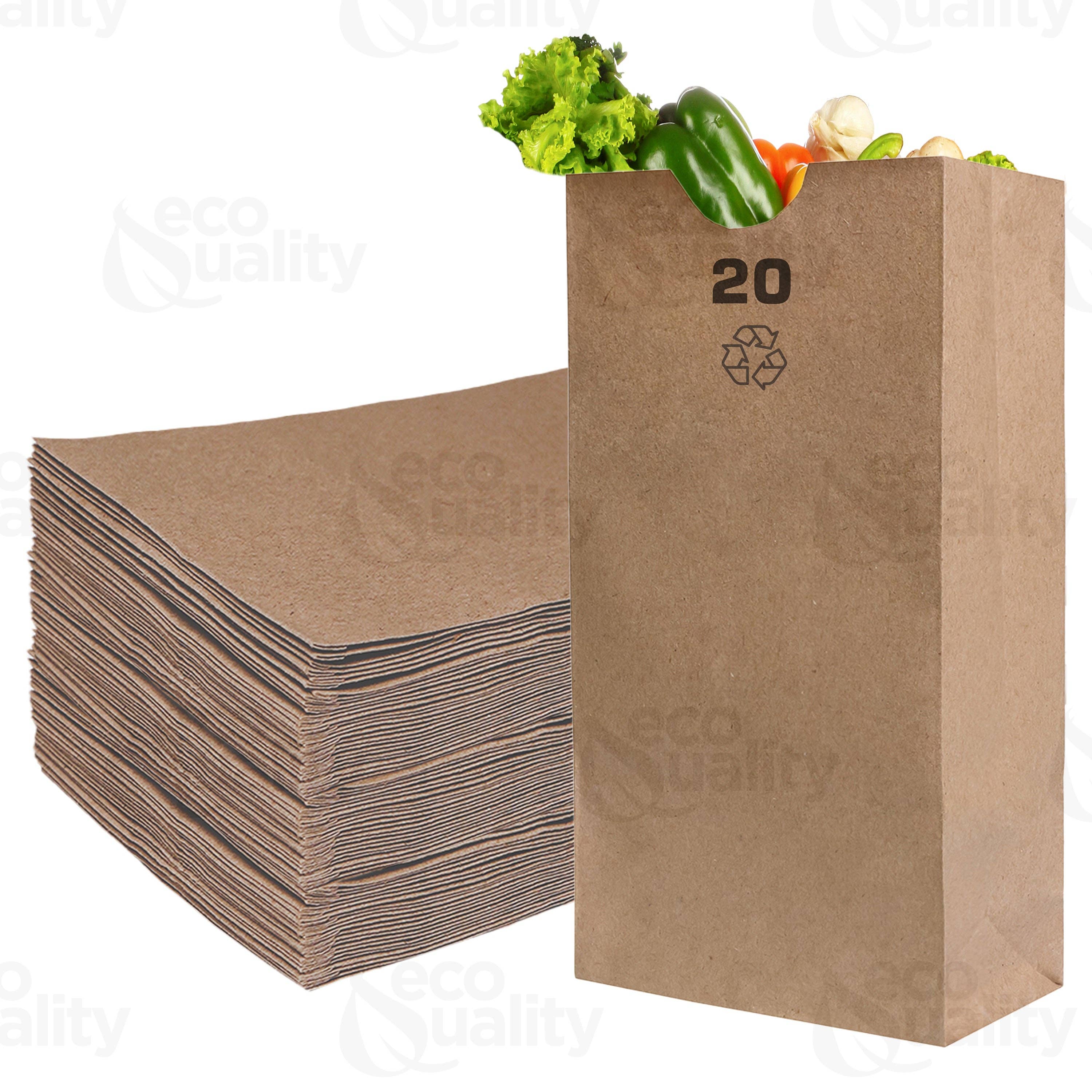 EcoQuality - Wholesale Grocery/Shopping Bag - 20Lb Jumbo Kraft Brown Grocery Tall Paper Lunch Bags0