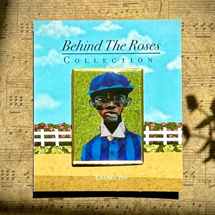 Behind the Roses Anstecknadel aus Emaille, Blauer Jockey für den Großhandel von Dafri Studios