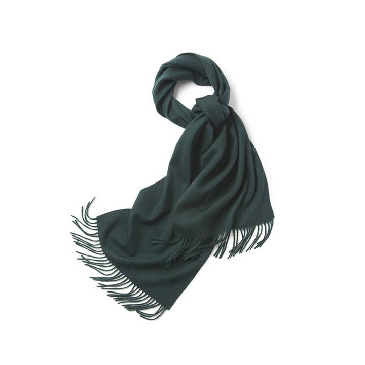 Écharpe en laine d'agneau tissée unie Vert bouteille pour la vente par Hommard