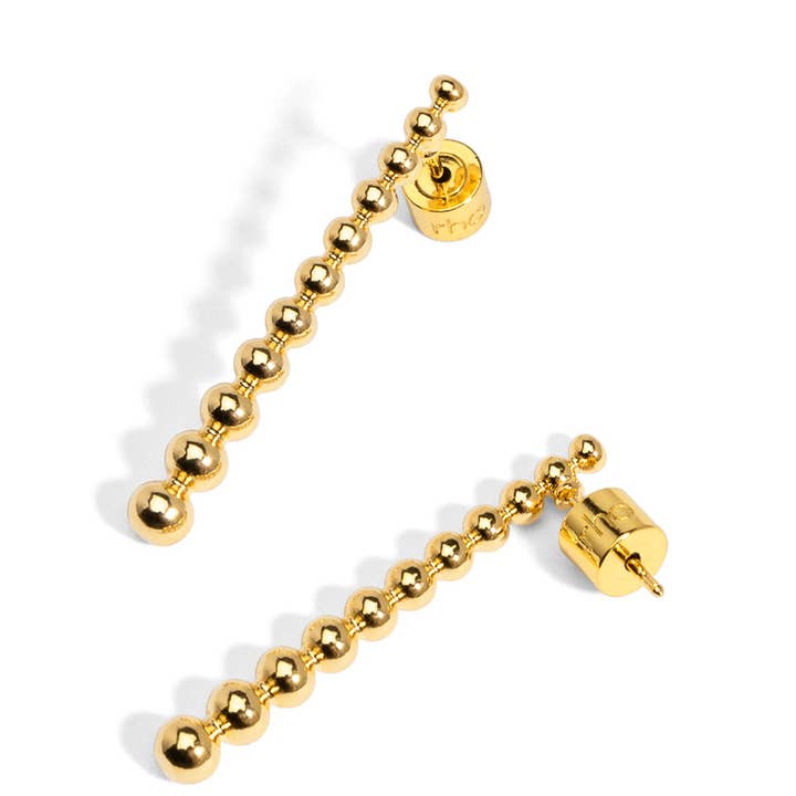 rho – wholesale Dangle earrings – Graduated Metal Bead Drop Earring1