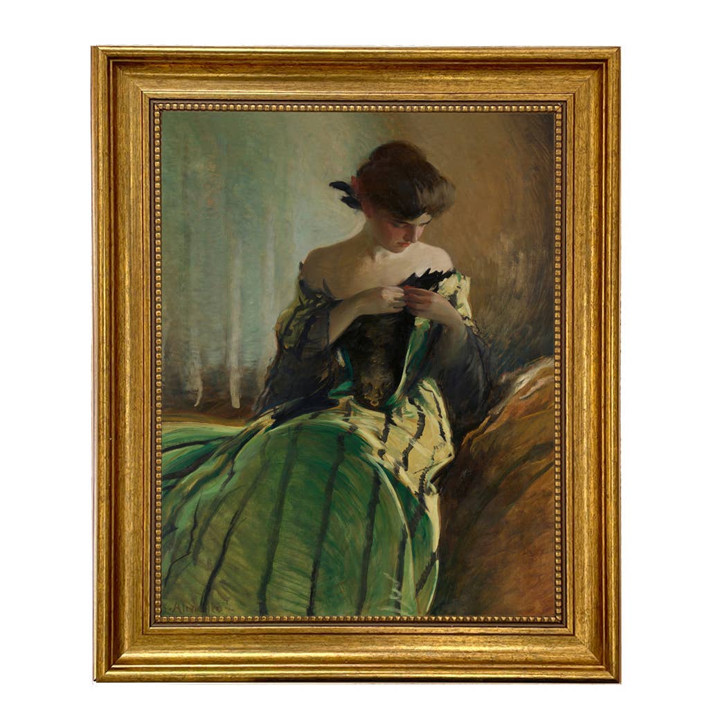 Madison Bay Co. - Historical Home Decor Reproductions - Vendita all'ingrosso Stampa artistica - Stampa su Tela Vintage di Donna in Abito Nero e Verde65