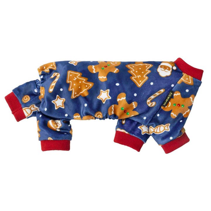 MidnightBlue Gingerbread Dog Christmas Pajamas for wholesale on Faire2