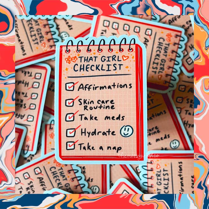 Autocollant de liste de contrôle That Girl, autocollant Tiktok pour la vente par The Messy Artist Co.