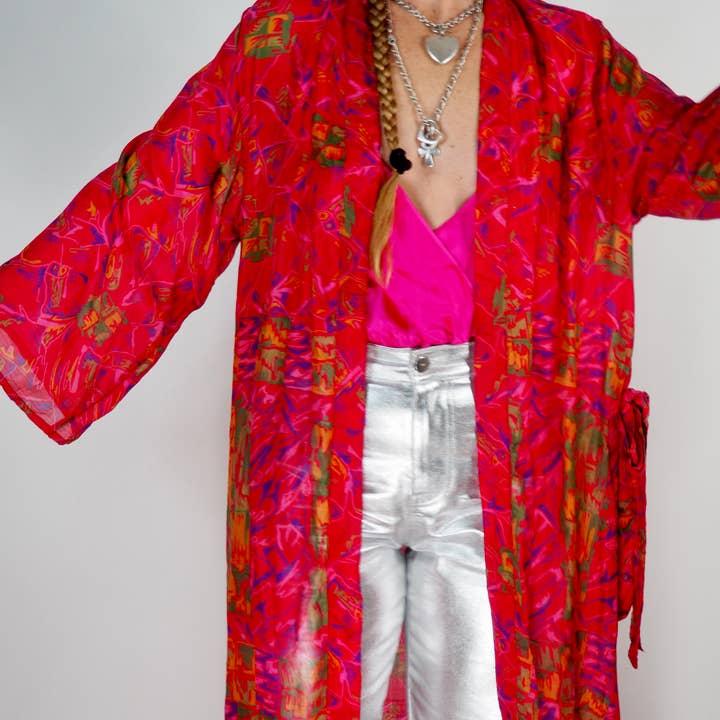 Vagabond Ibiza - Wholesale Kimono - Women's - The Kardash Kimono Long – Up-cycled Vintage Sari Kimono 37