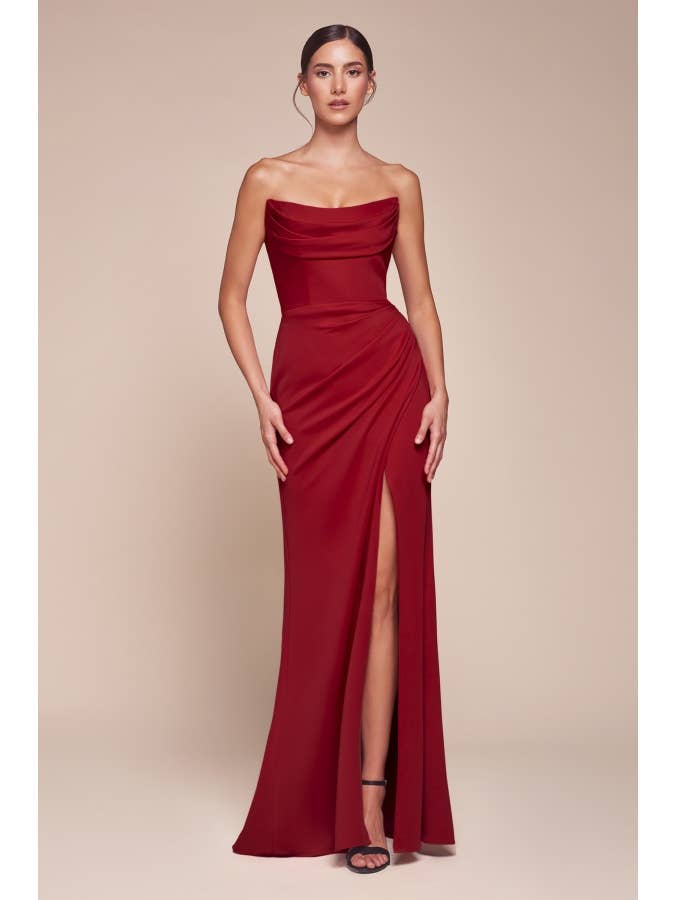 Ladivine by Cinderella Divine - Wholesale Gown - Women's - STRAPLESS CHIFFON GOWN