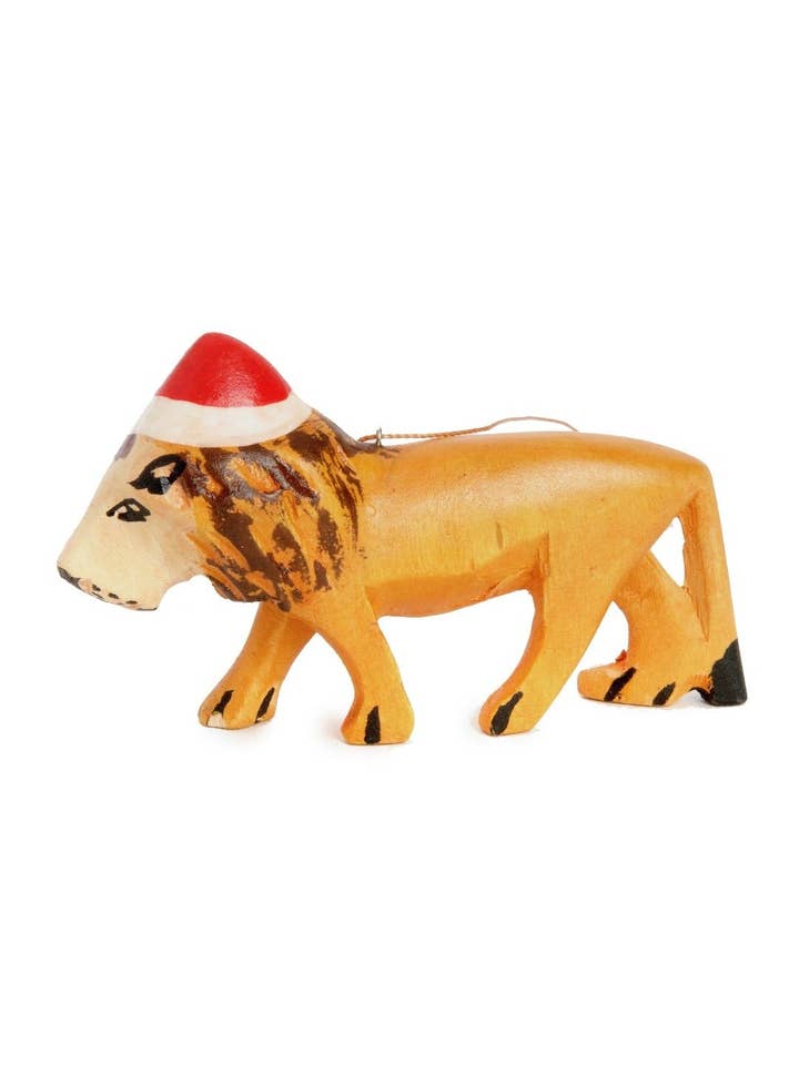Ornement d'aide au petit lion du Père Noël pour la vente par Swahili | AFRICAN MODERN
