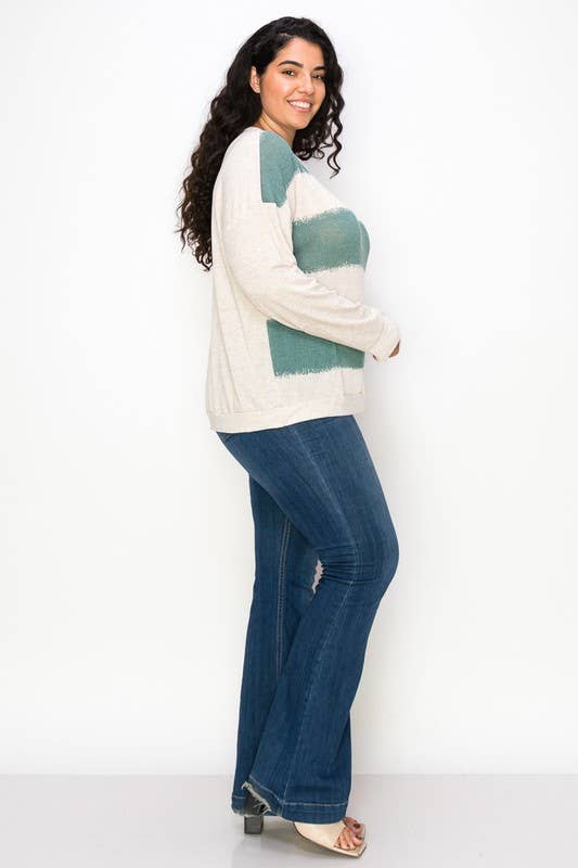 A.gain - Vendita all'ingrosso Top in maglia - Donna - 10764LP543 - TINTA UNITA PLUS SIZE CON MANICHE A CONTRASTO17