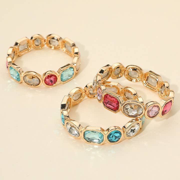 Oval Emerald Cut Stone Accented Stretch Bracelet for wholesale by Sensibling Corp.