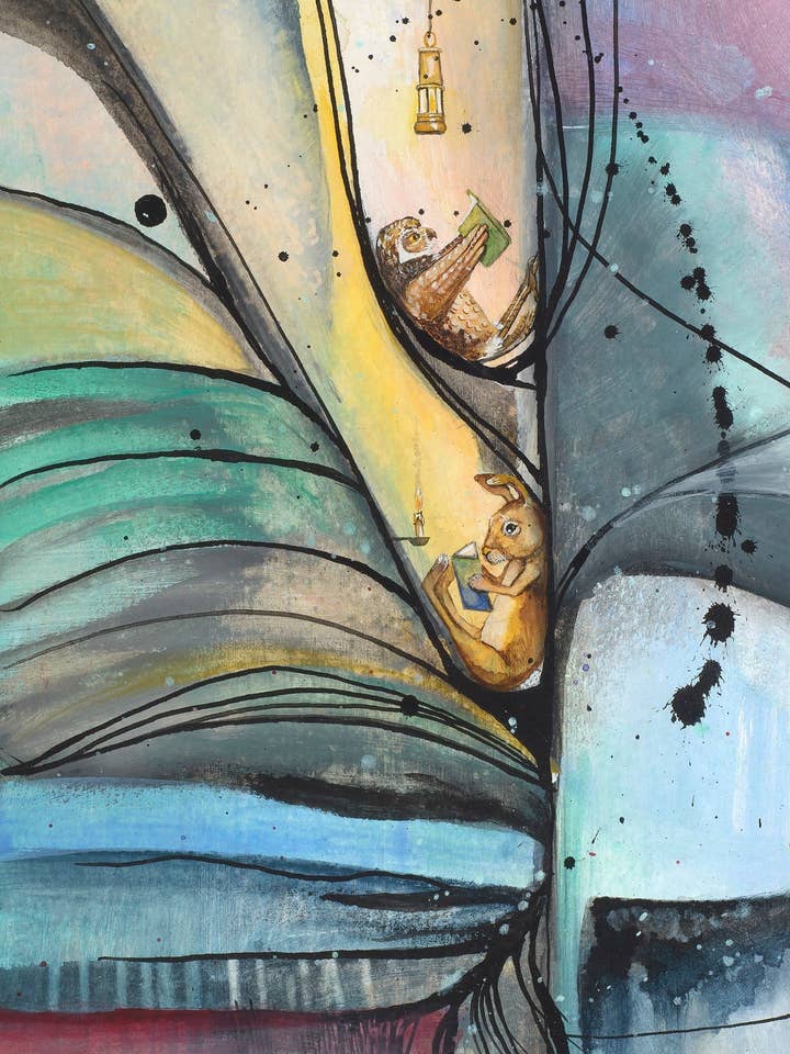 Enterrado Num Livro Impressão Giclée De Pintura Em Mídia Mista por atacado de Katie Crawford Art