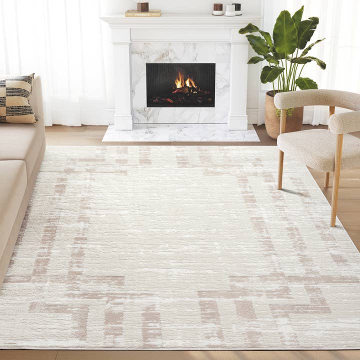 Abani Rugs - Wholesale Area Rug - Abani Viva Neutral Cream Beige Art Deco Area Rug1
