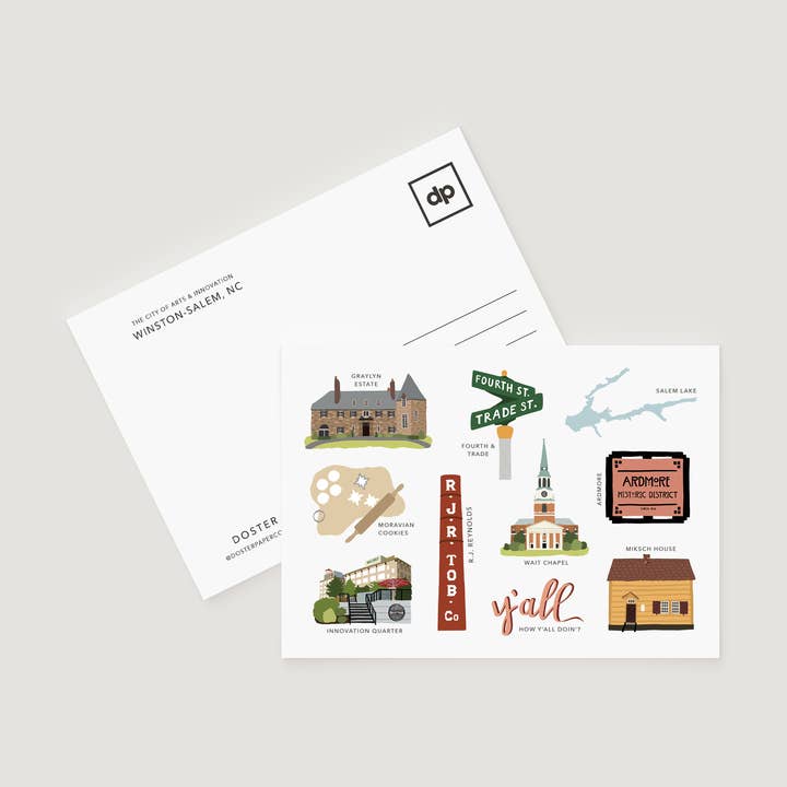 Oversized Double Thick Postcard, Winston-Salem, NC for wholesale by Doster Paper Co.