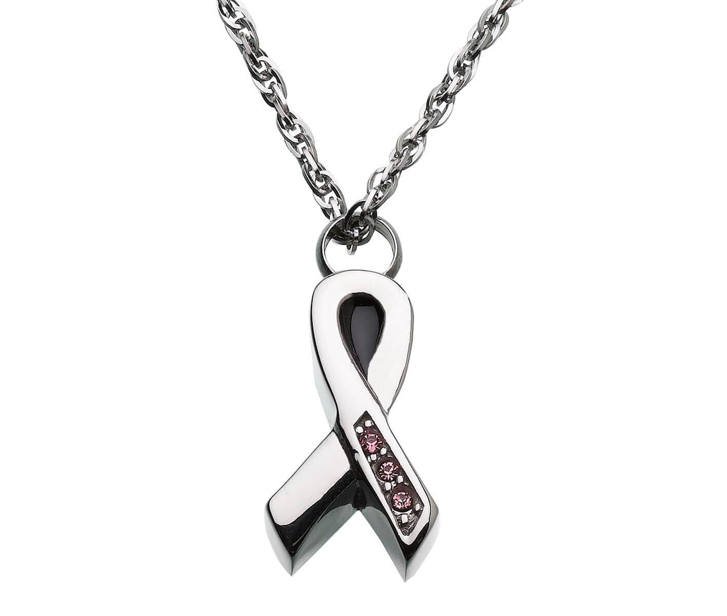 Lillian Rose – wholesale Pendant/charm necklace – Pink Ribbon Sympathy Memorial Necklace0