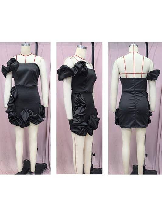 Flarix - Wholesale Blouse - Women's - one shoulder ruffle mini dress8