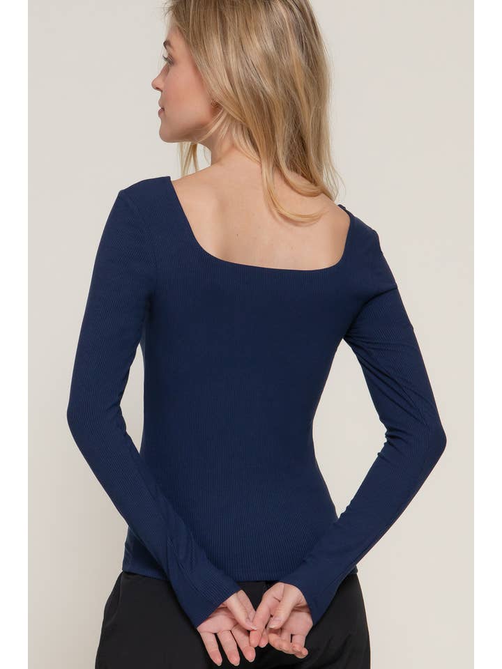 Active Basic | Active USA - Wholesale Knit Top - Women's - Long Sleeve Square Neck Double Layer Ribbed Knit Top6