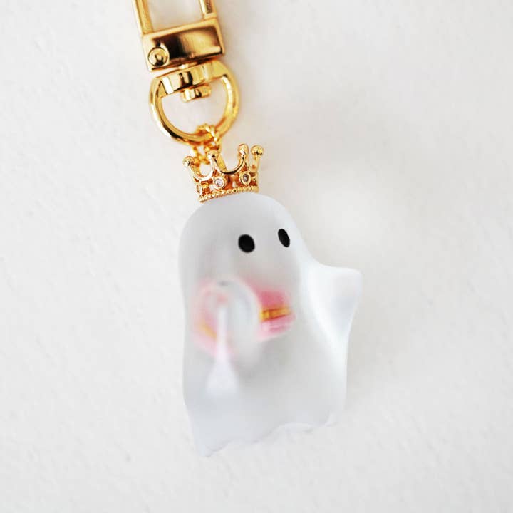 Ghost Bag Charm with Pink Macaron for wholesale by Elfi Handmade