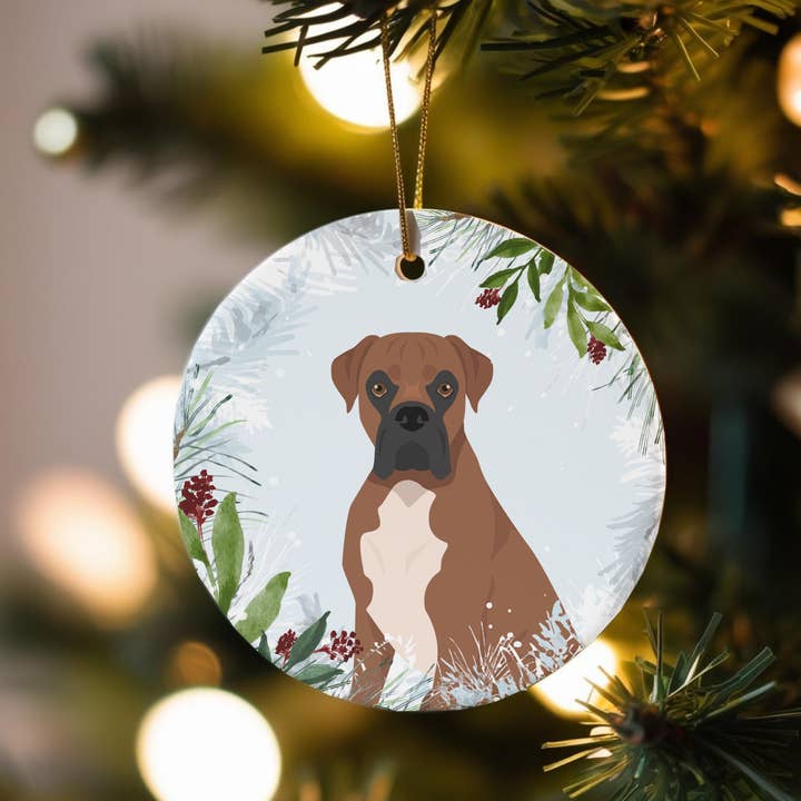 Boxer Dog Christmas Ornaments for wholesale by Canine Companions