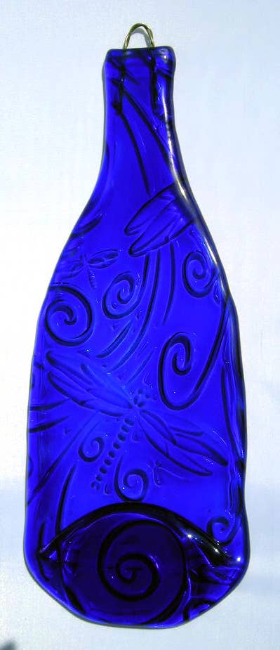 Wine Bottle Art - Wholesale Platter - Platter - Dragonfly Wine Bottle Cheese Platter1