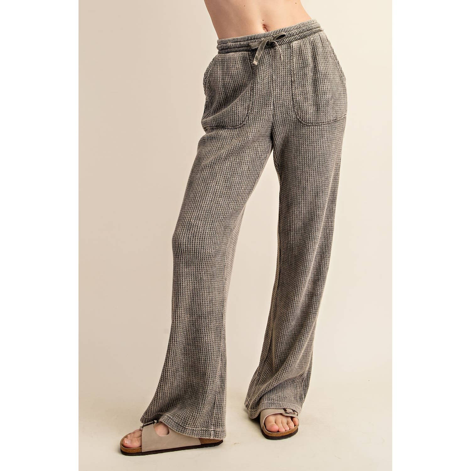 Rae Mode - Wholesale Athletic Pants - Women's - MINERAL WASHED WAFFLE STRAIGHT SWEATPANTS2
