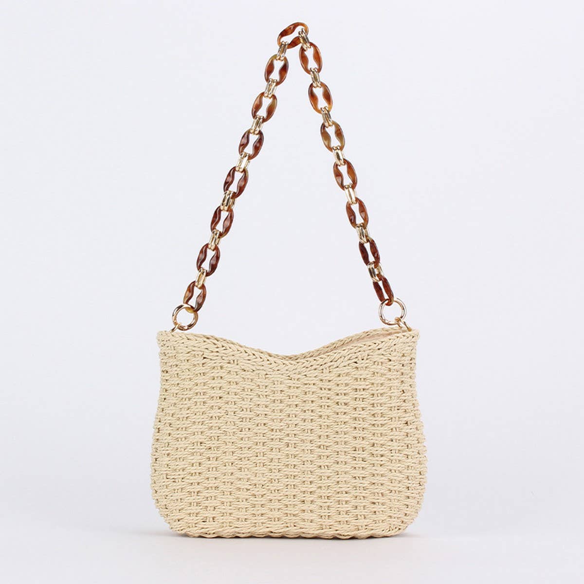 ACCITY - Wholesale Beach Bag - FASHIONABLE AND SIMPLE SOLID COLOR STRAW BAG_CWAB47020