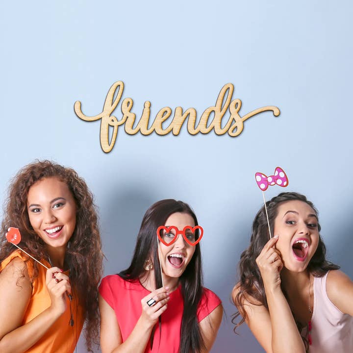 friends Charlie Script Wood Cutout Sign for wholesale by Woodums