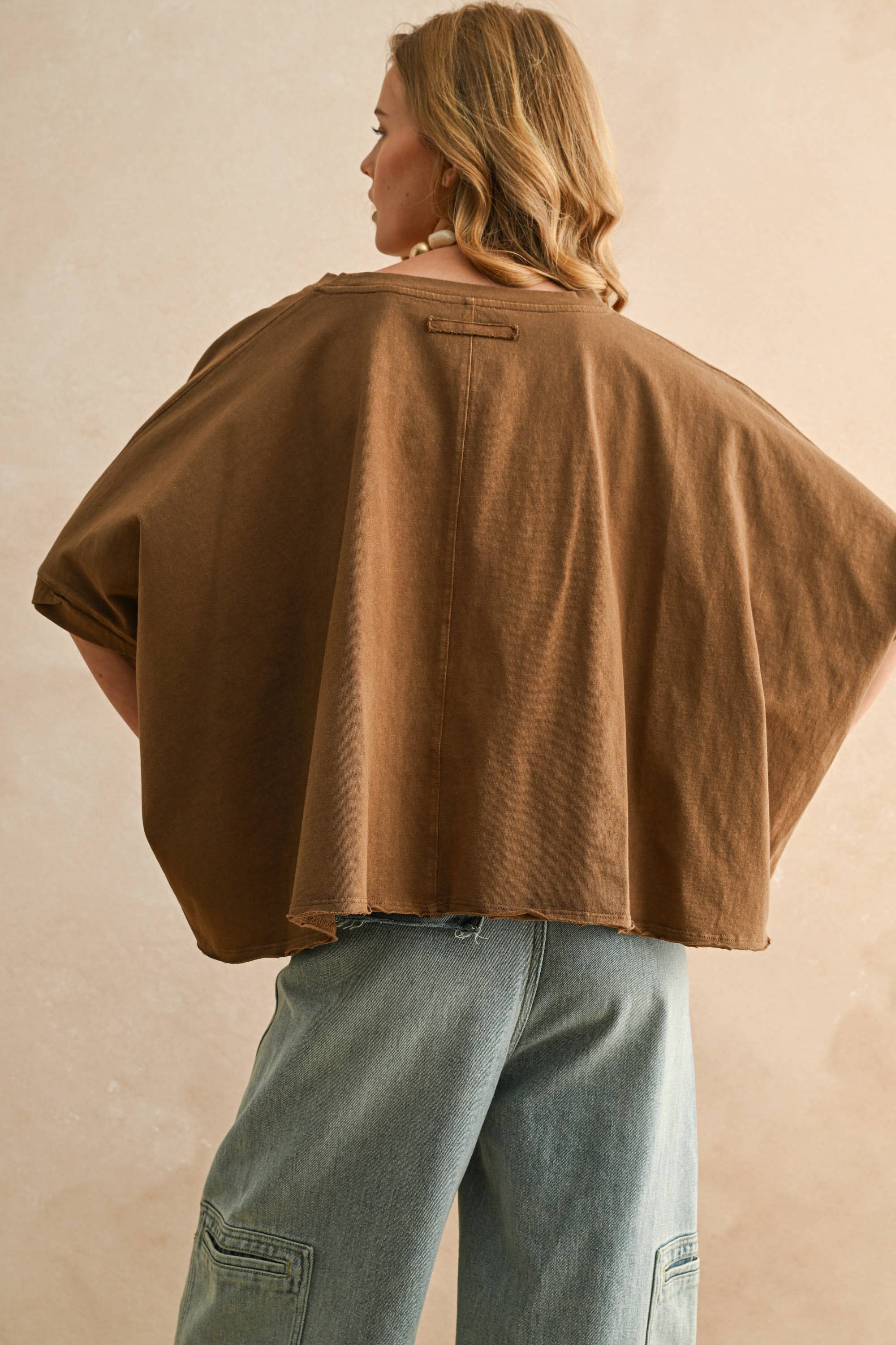 MIOU MUSE - Wholesale Blouse - Women's - T3736  BYE AND WASH OVERSIZED TOP12