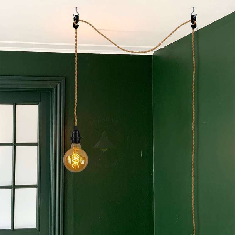 Ledsone - Wholesale Chandelier/Hanging Light - LEDSone Plug-In Hanging Pendant Light with Inline Switch in Black & Hemp~45547