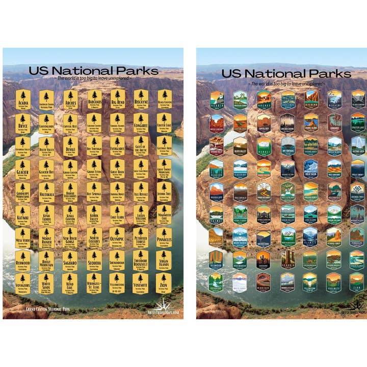 63 National Park Scratch-Off Map Travel Tracker Grand Canyon for wholesale by Artsy Travel Maps