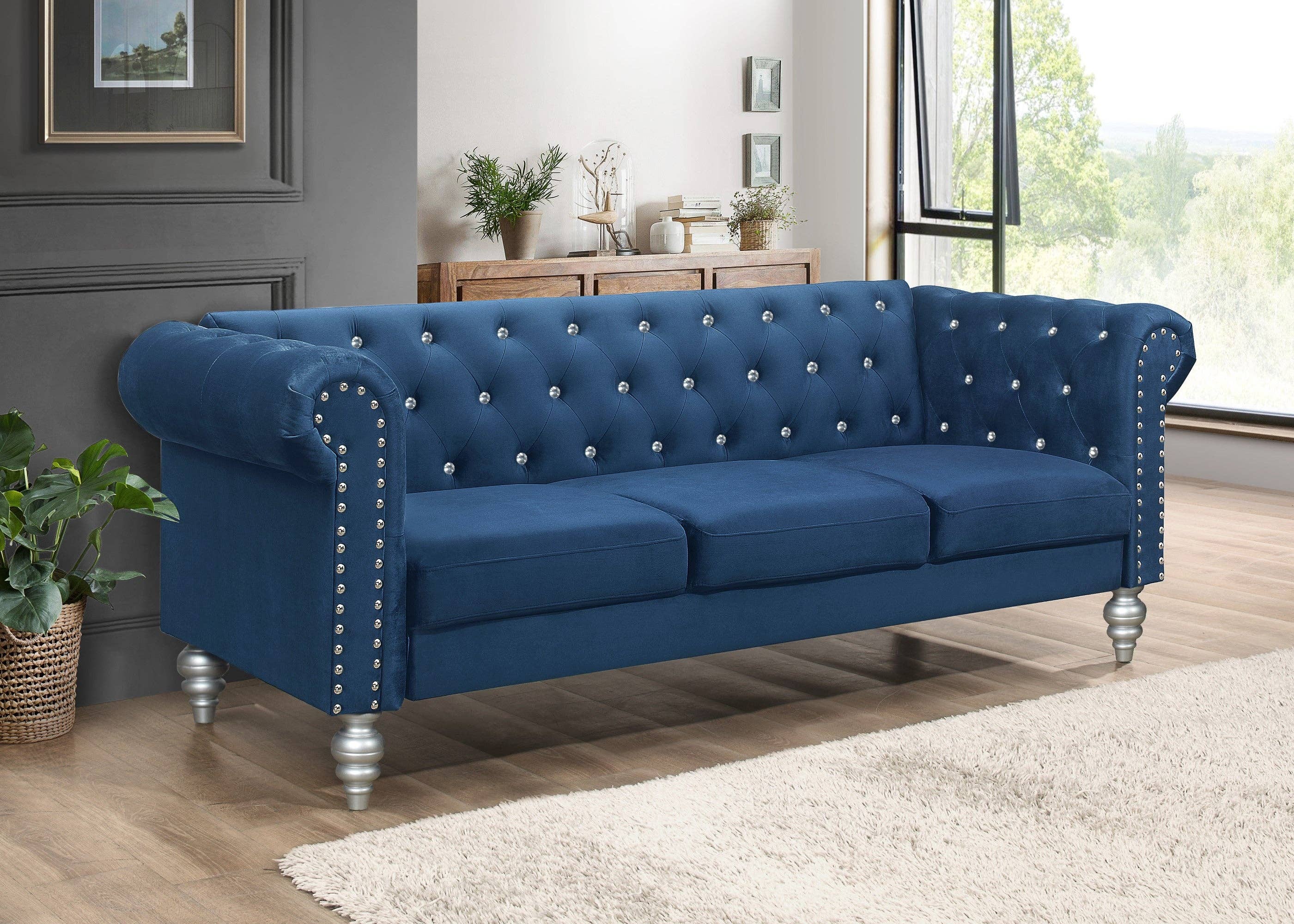 Home Design - Wholesale Sofa - Emma Velvet Rolled Arm Chesterfield Sofa0