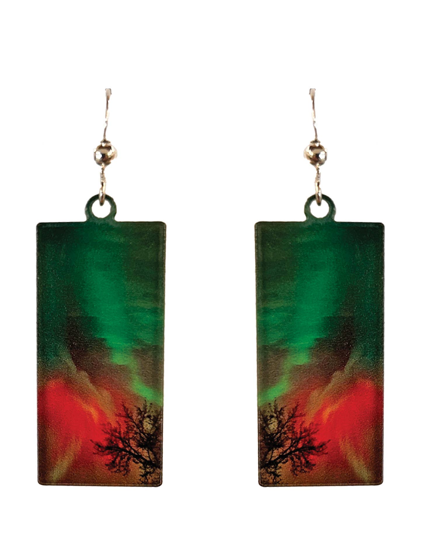 d'ears inc. - Wholesale Hangende/ronde oorbellen - Groene Bliksem Aurora oorbellen, sterling zilveren oorhaken